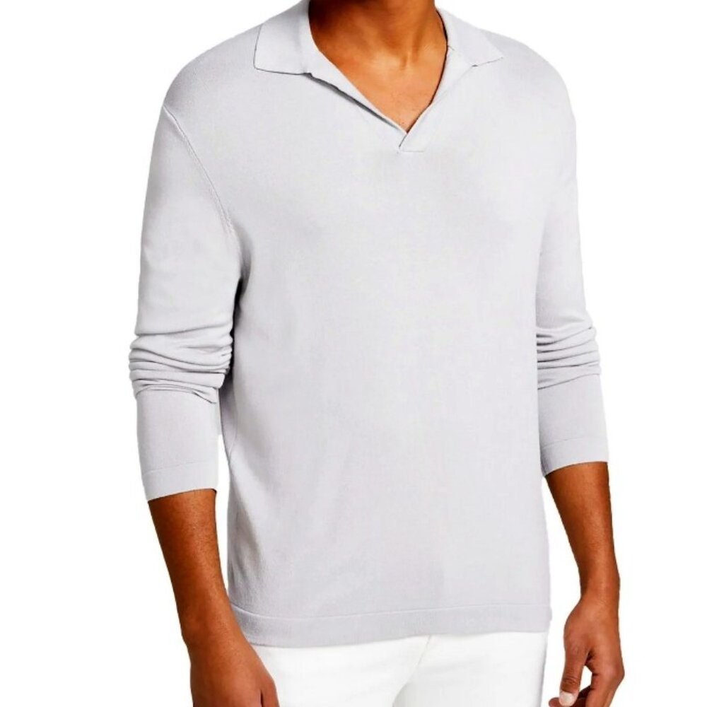 NEW And Now This‎ Mens Henley Shirt Long Sleeve Split Neck $39.50 XL Lunar Rock